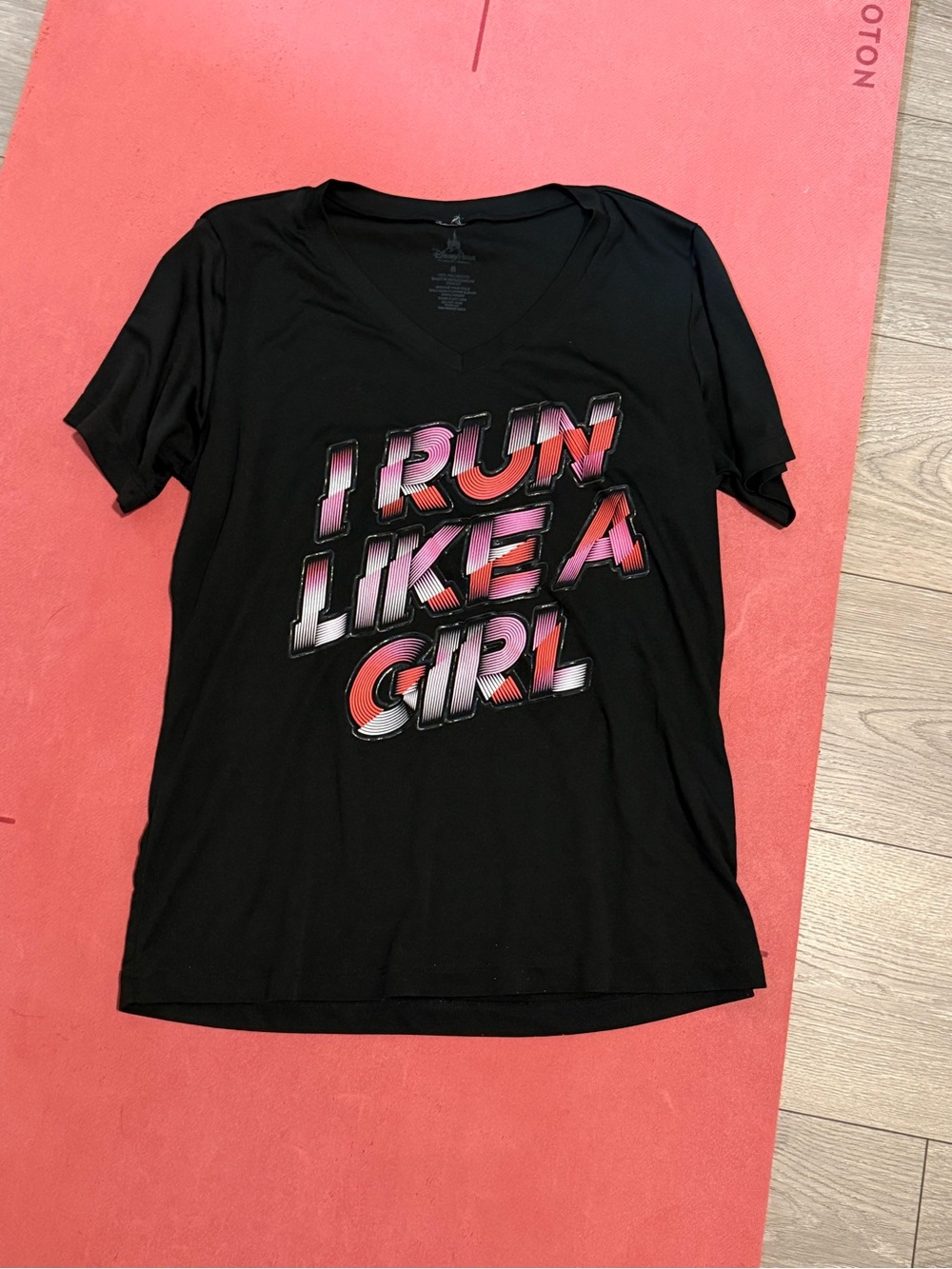 Disney, I Run Like A Girl Black V-Neck Dri Fit Tee